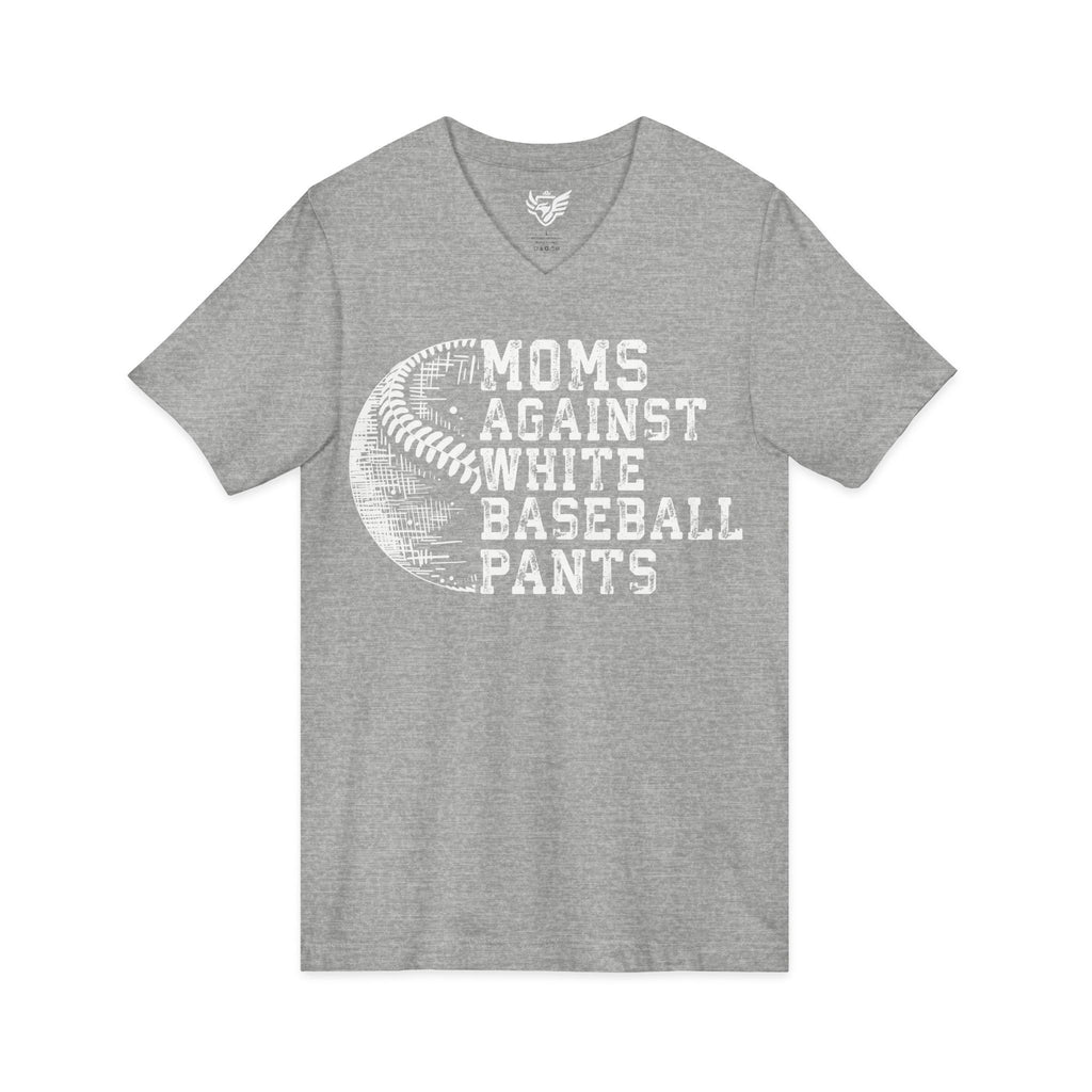 Mom's Against White Baseball Pants Jersey Short Sleeve V-Neck Tee