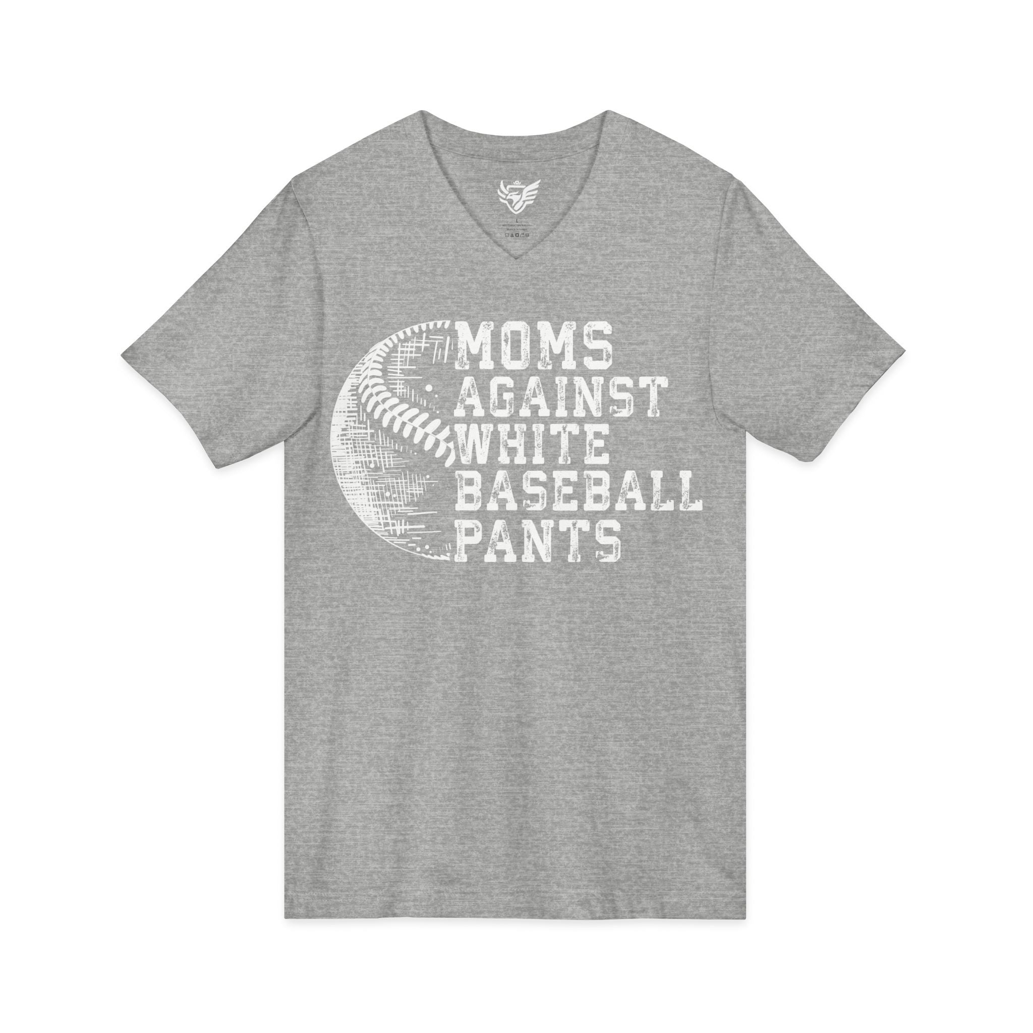 Mom's Against White Baseball Pants Jersey Short Sleeve V-Neck Tee