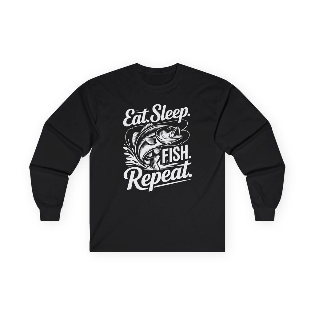 Eat Sleep Fish Repeat Cotton Long Sleeve Tee