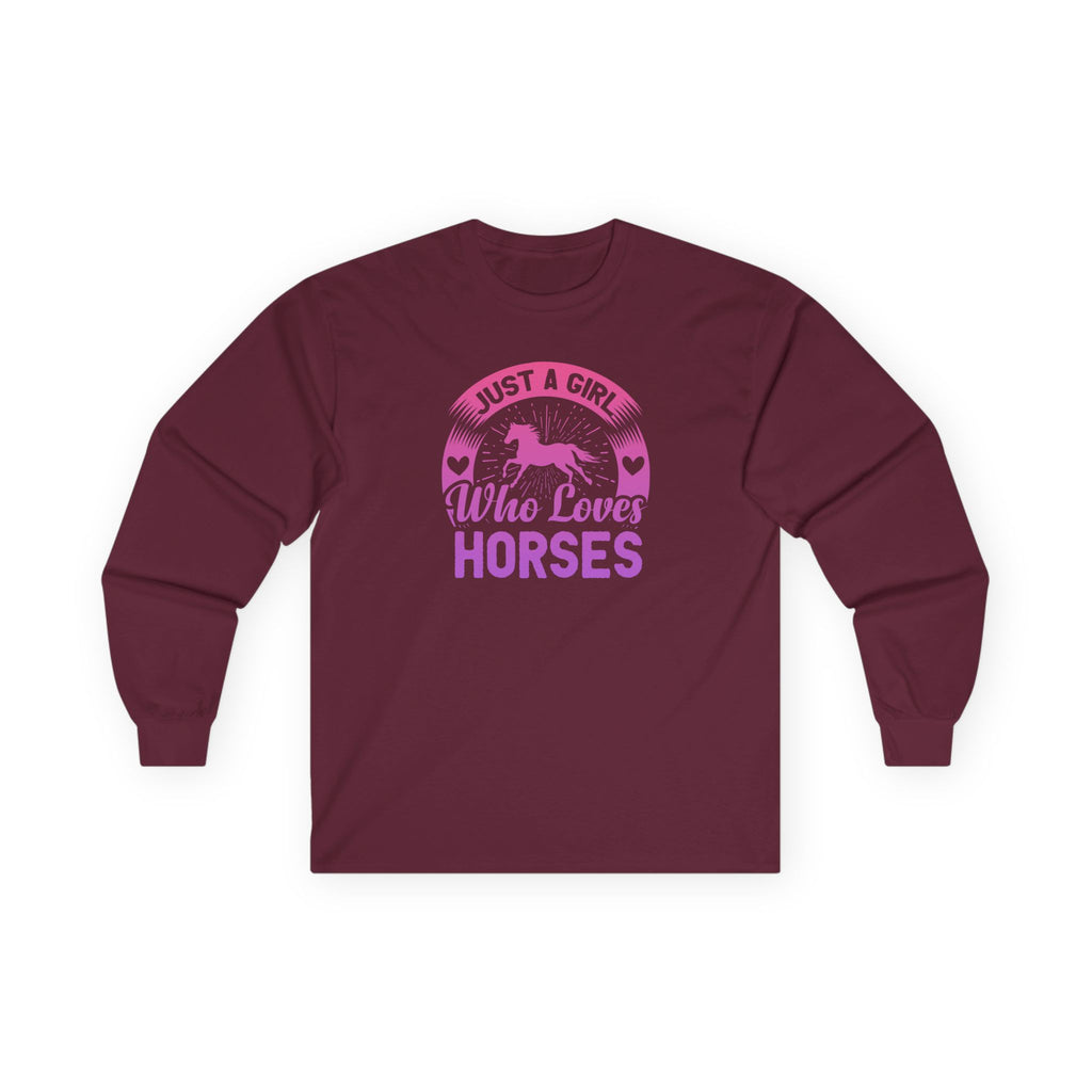Just a Girl Who Loves Horses Cotton Long Sleeve Tee