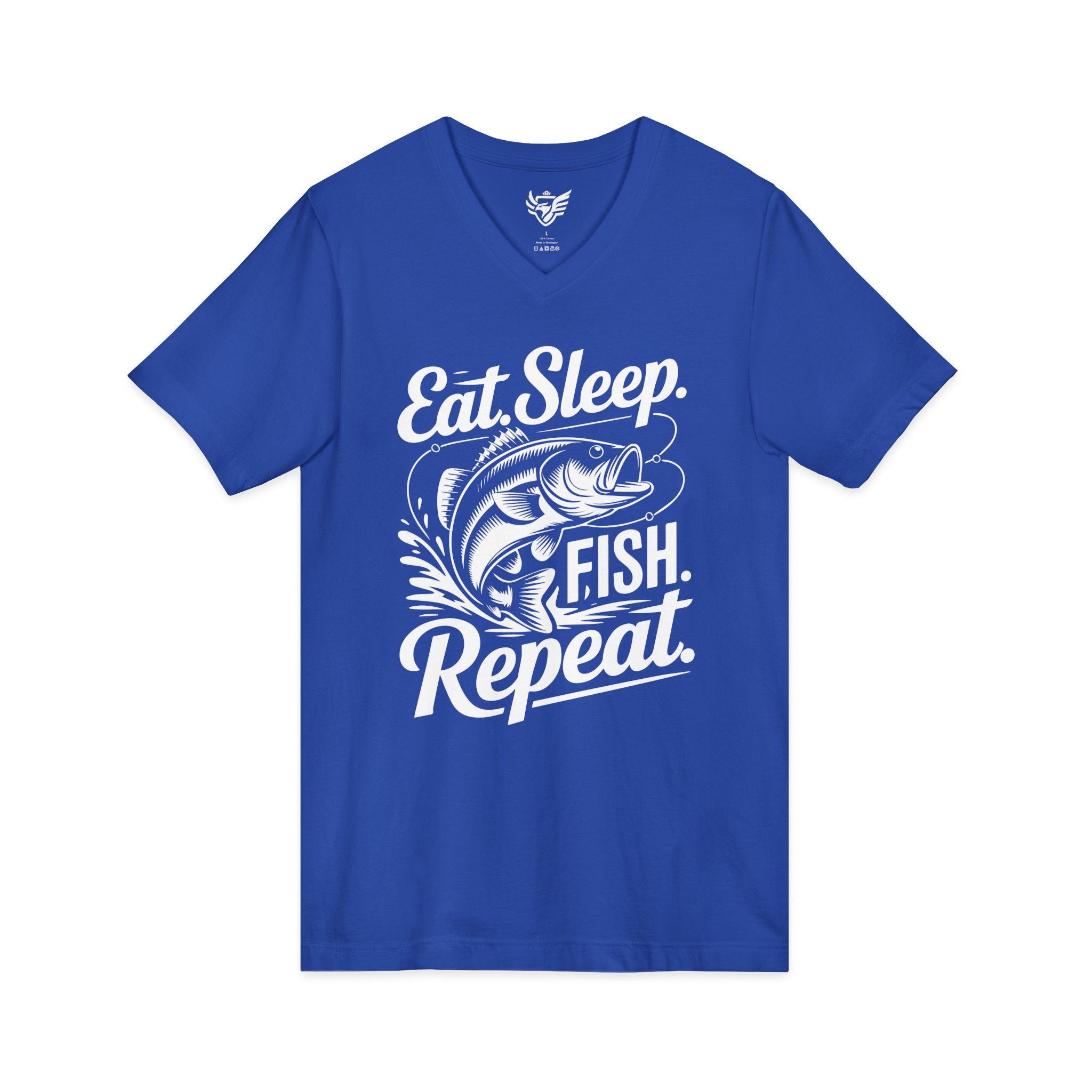 Eat Sleep Fish Repeat Jersey Short Sleeve V-Neck Tee