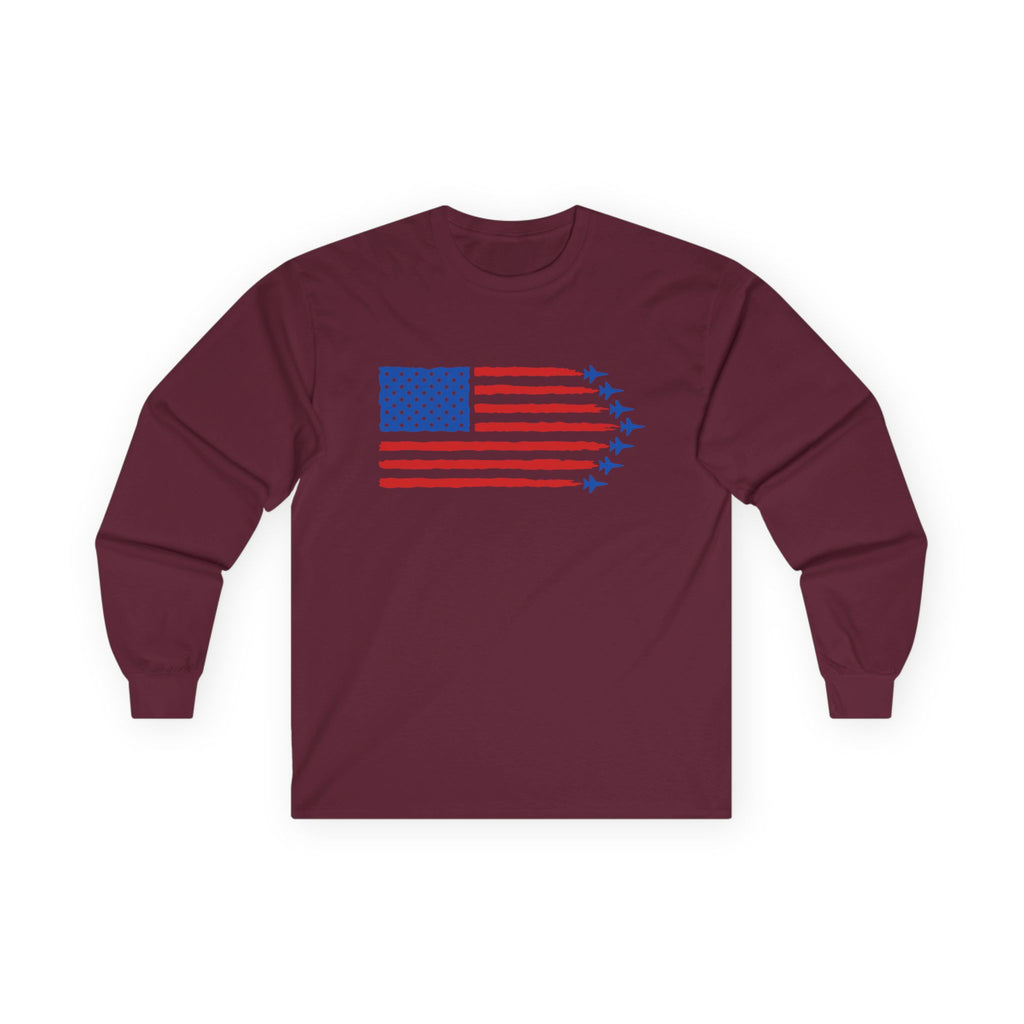 USA Jet Flag Cotton Long Sleeve Tee