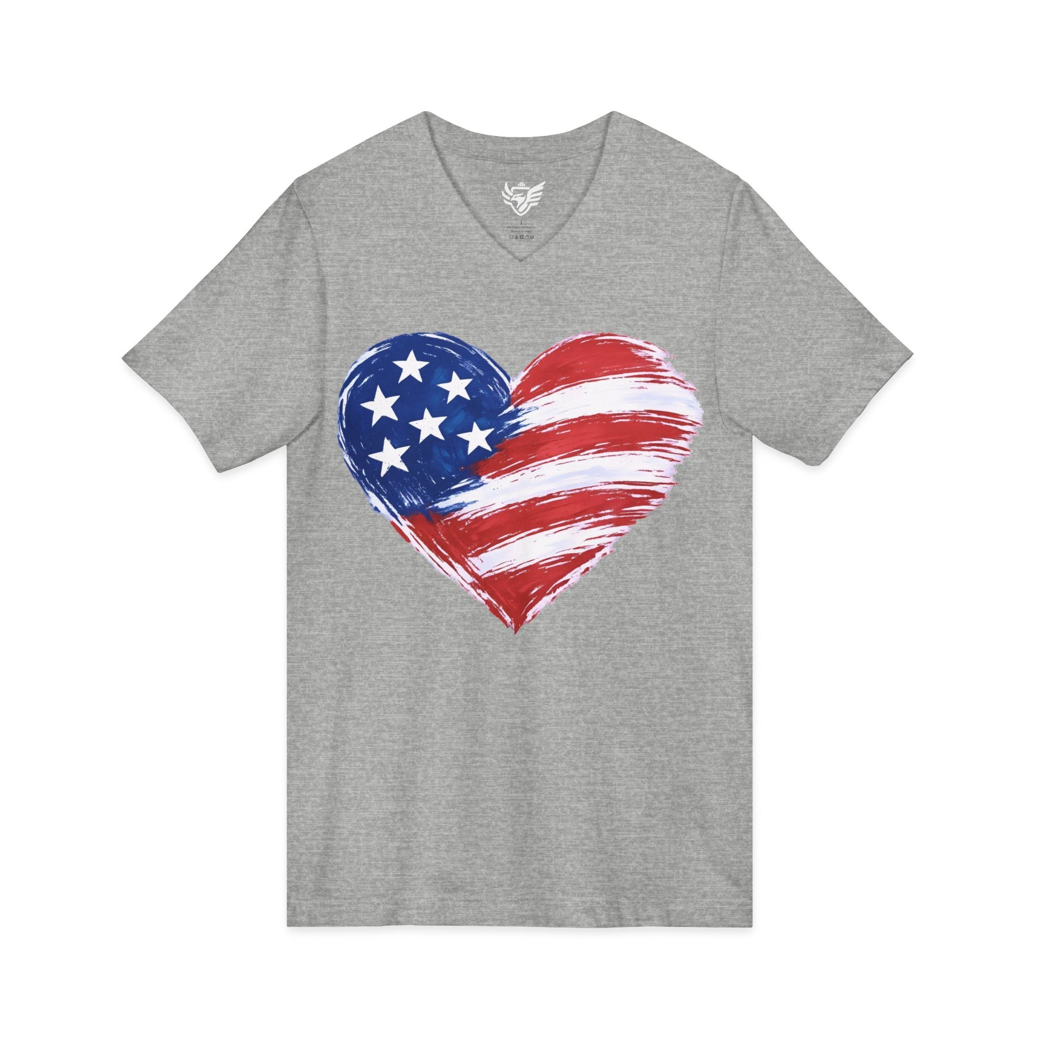 Heart Flag Jersey Short Sleeve V-Neck Tee