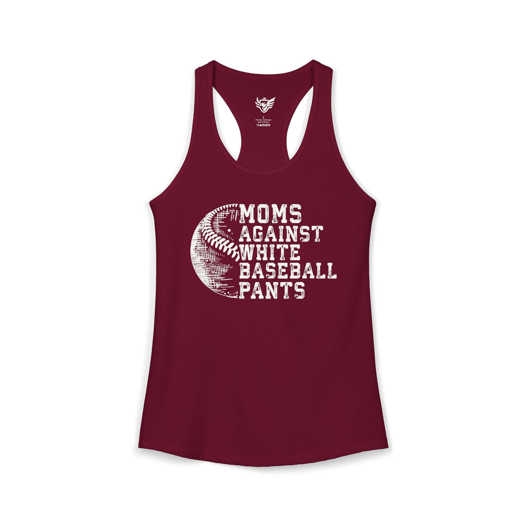 Mom's Against White Baseball Pants Ideal Racerback Tank