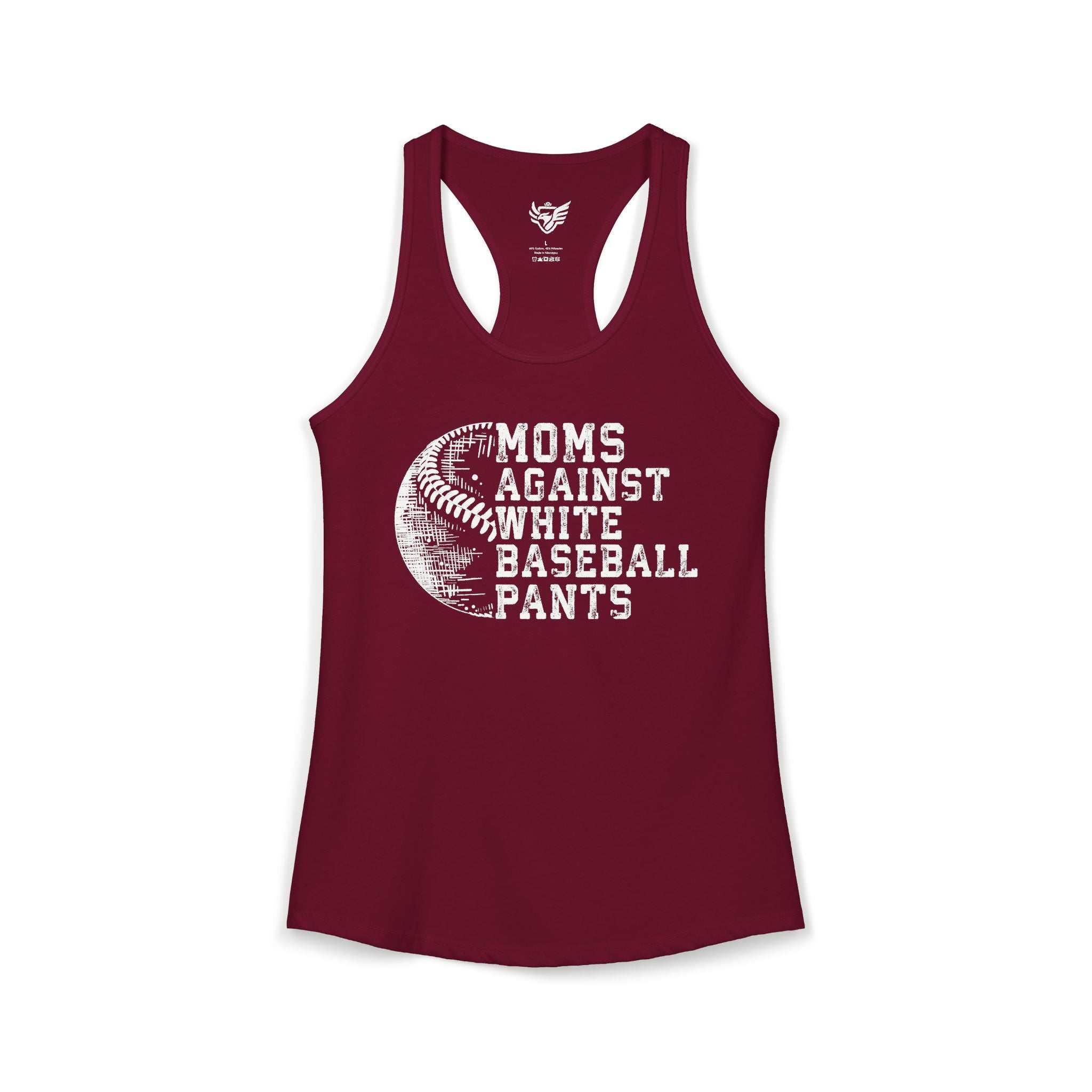 Mom's Against White Baseball Pants Ideal Racerback Tank