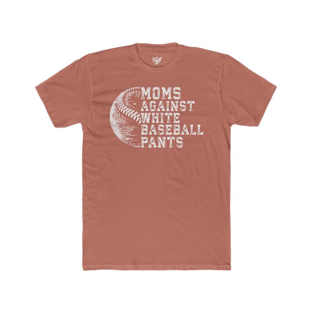 Mom's Against White Baseball Pants Cotton Crew Tee