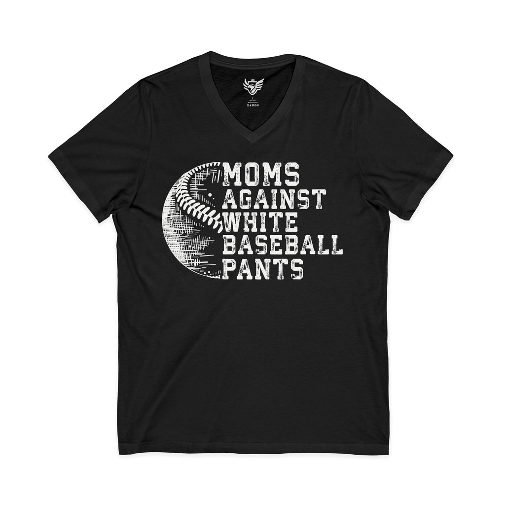 Mom's Against White Baseball Pants Jersey Short Sleeve V-Neck Tee