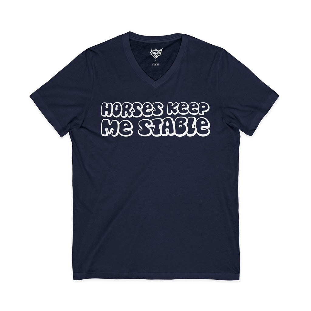 Horses Keep Me Stable Jersey Short Sleeve V-Neck Tee