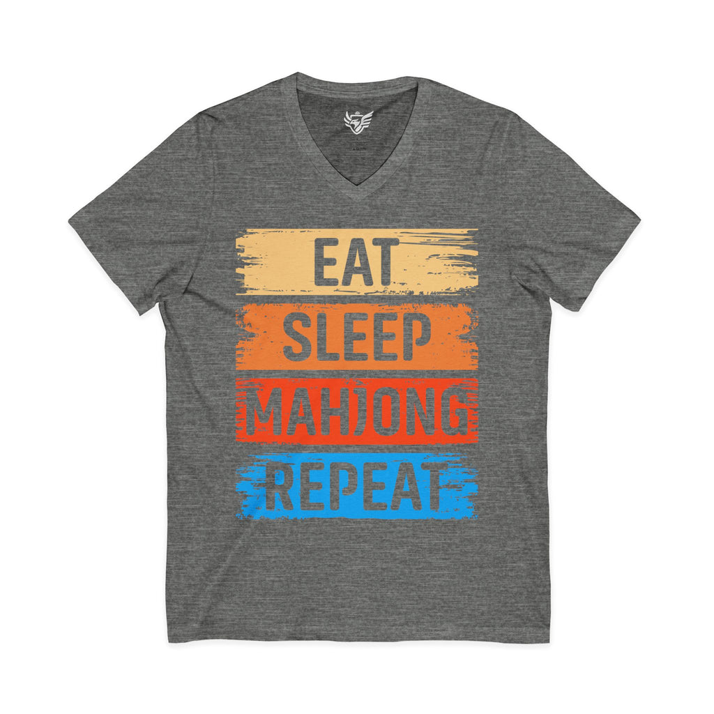Eat Sleep Mahjong Repeat Jersey Short Sleeve V-Neck Tee