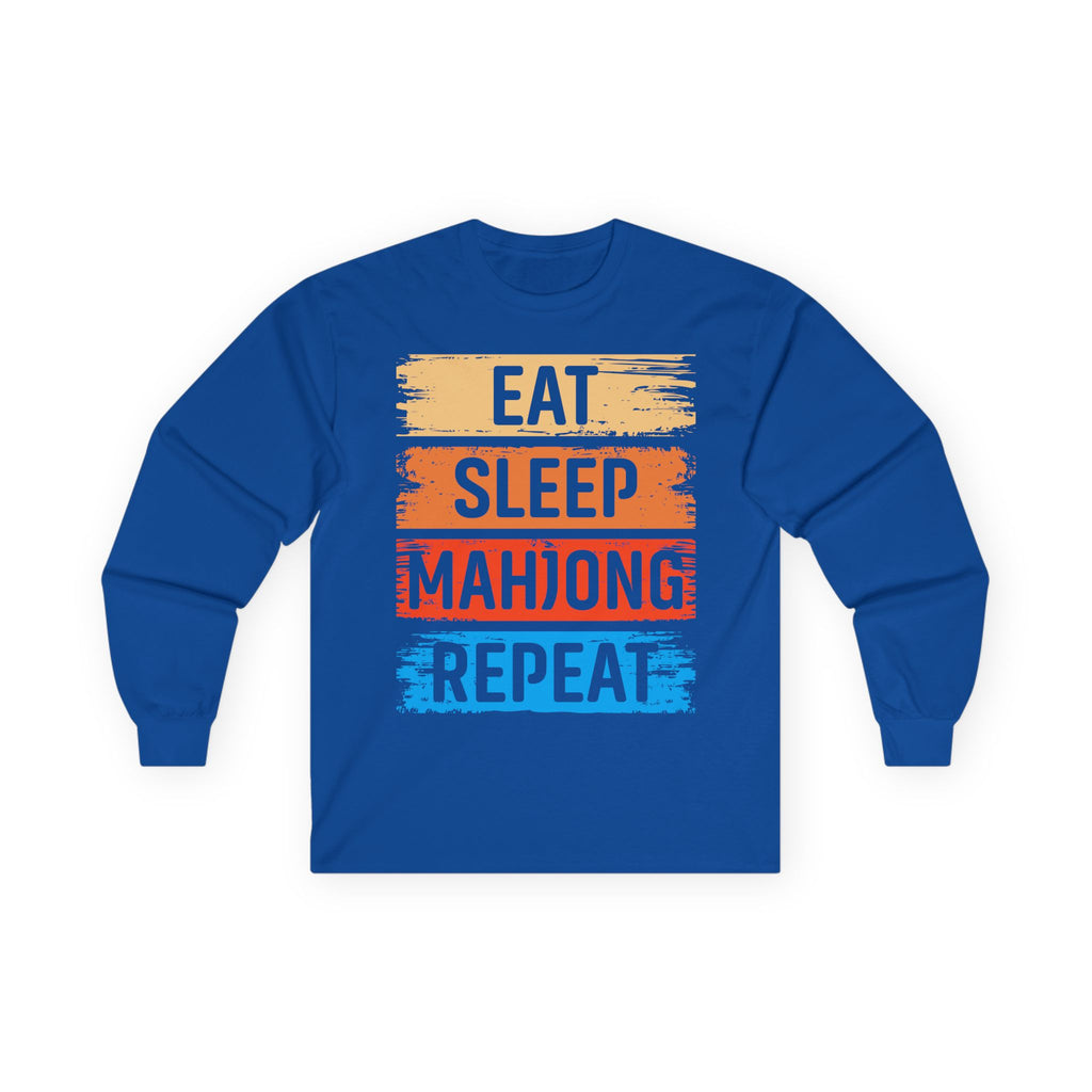 Eat Sleep Mahjong Repeat Cotton Long Sleeve Tee