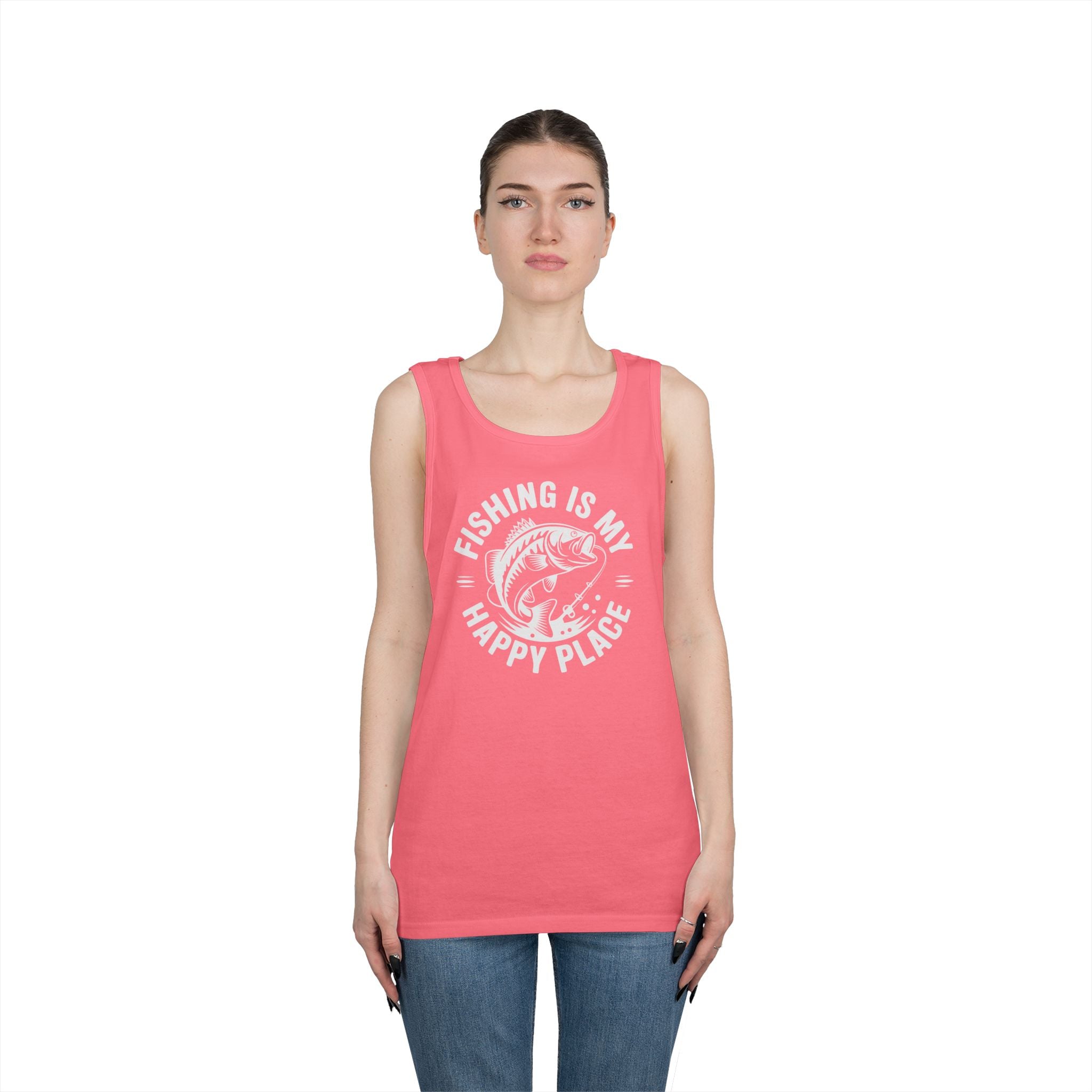 Fishing Is My Happy Place Heavy Cotton Tank Top