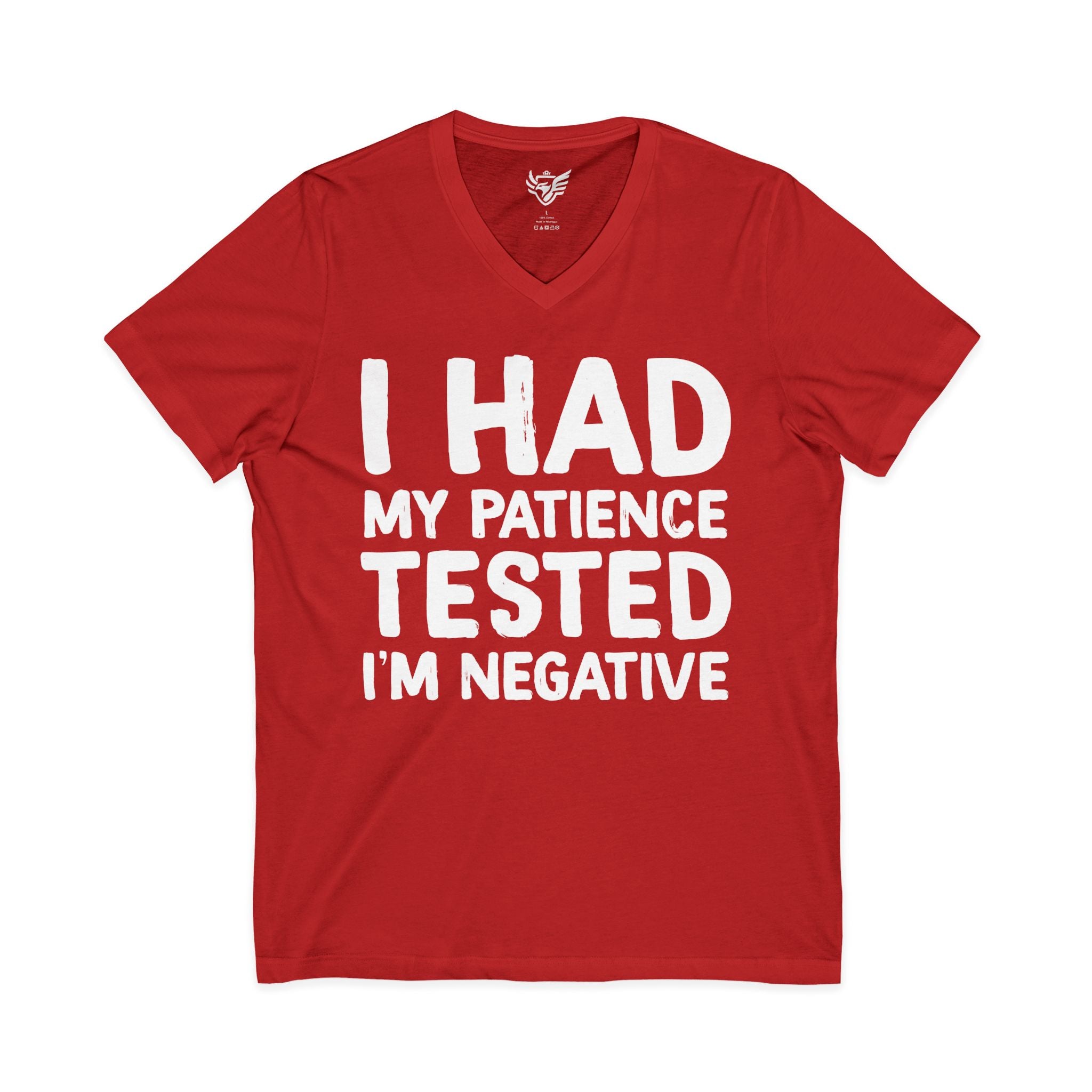 Negative For Patience Jersey Short Sleeve V-Neck Tee