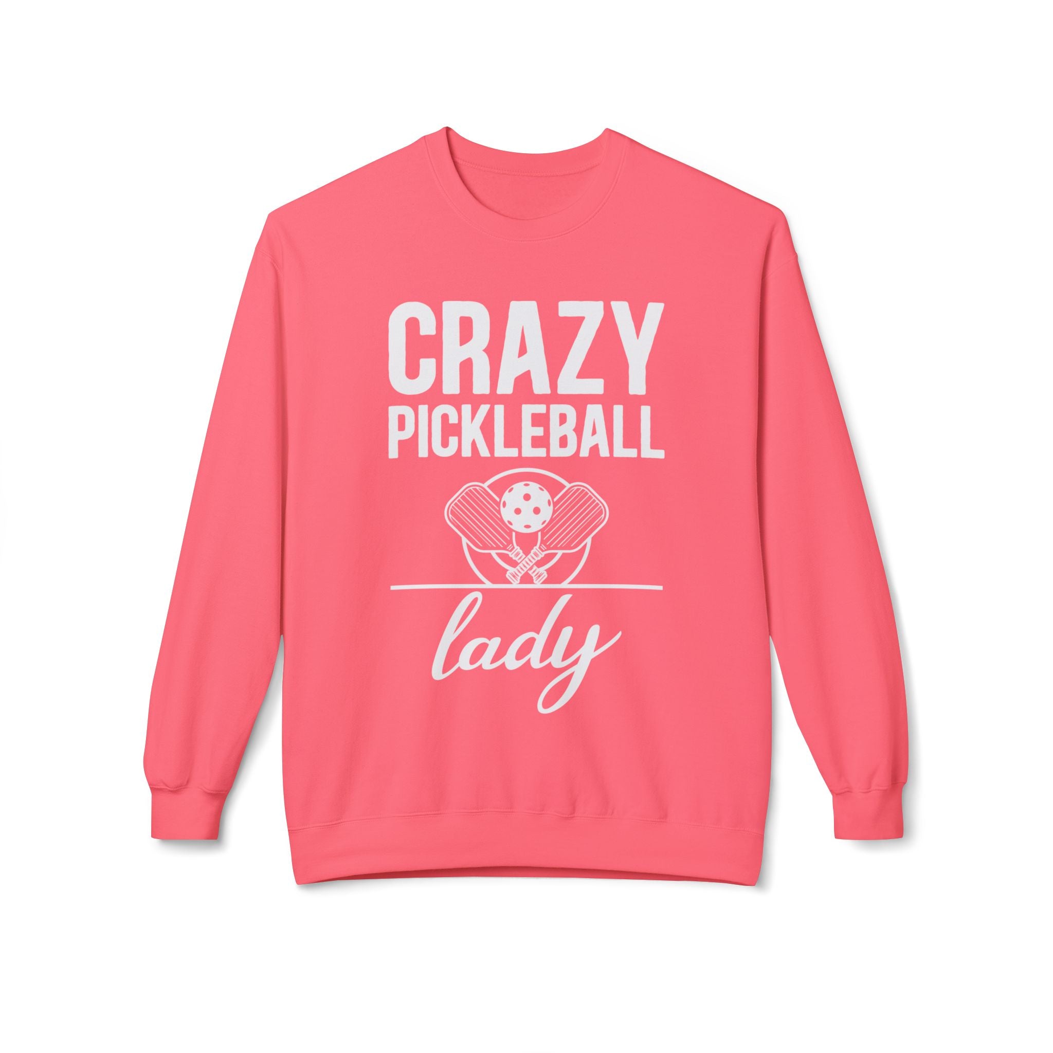 Crazy Pickleball Lady Midweight Softstyle Fleece Crewneck Sweatshirt