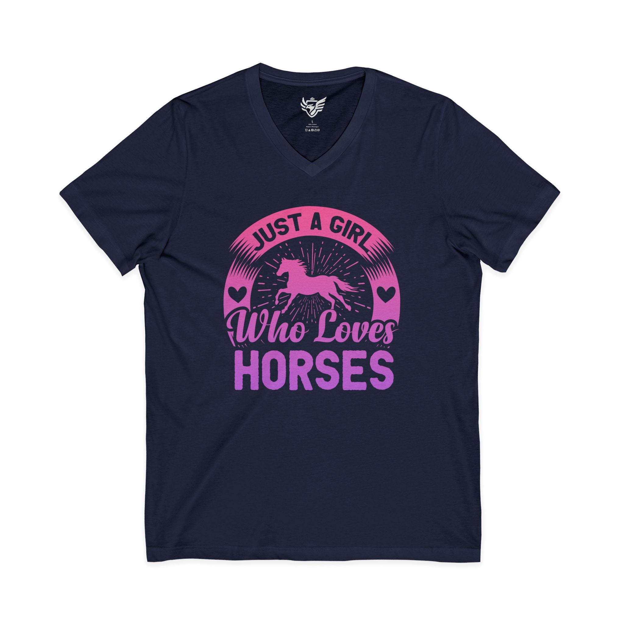 Just a Girl Who Loves Horses Jersey Short Sleeve V-Neck Tee