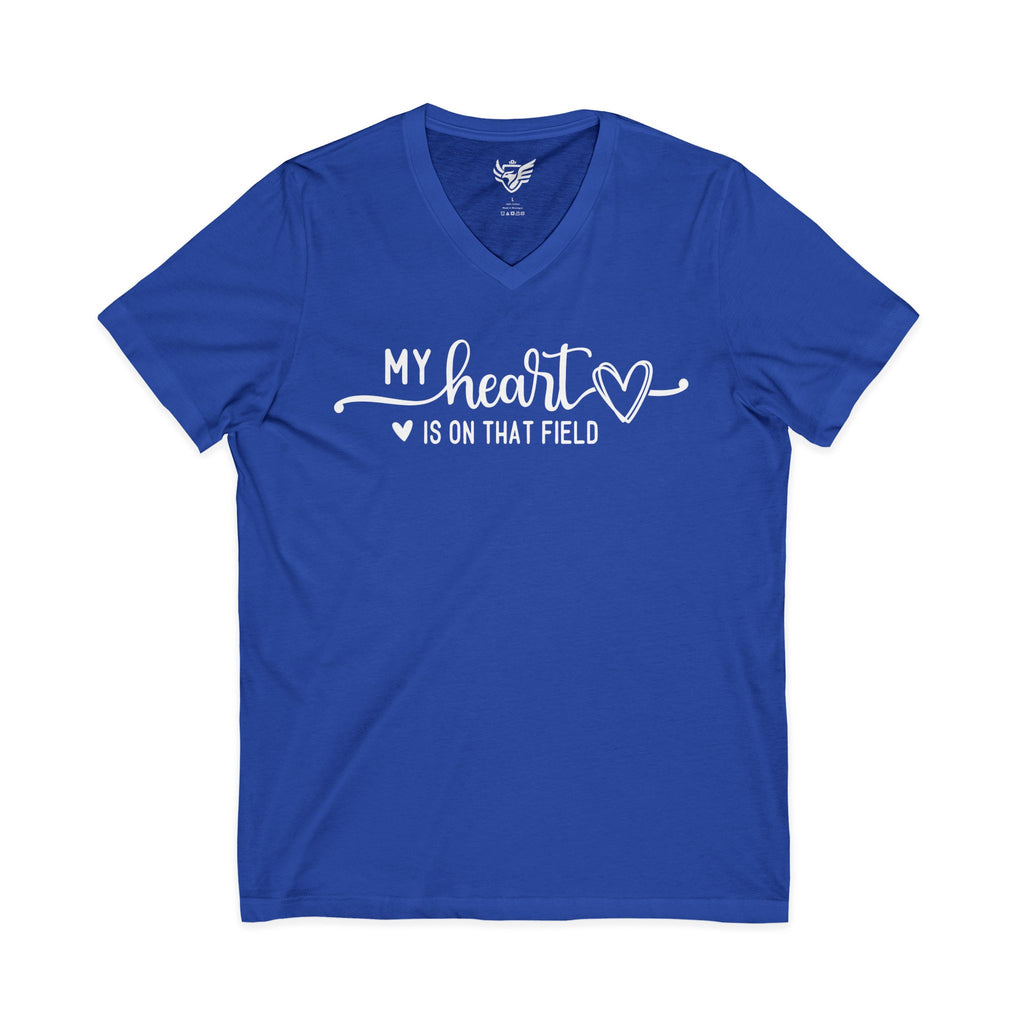 My Heart is on that Field Jersey Short Sleeve V-Neck Tee
