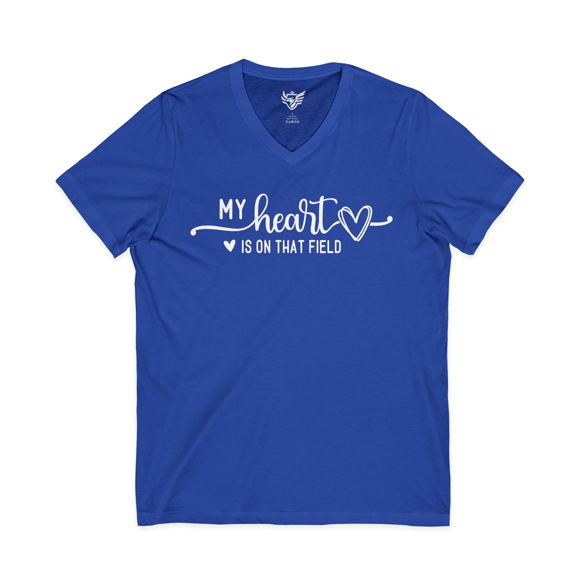 My Heart is on that Field Jersey Short Sleeve V-Neck Tee