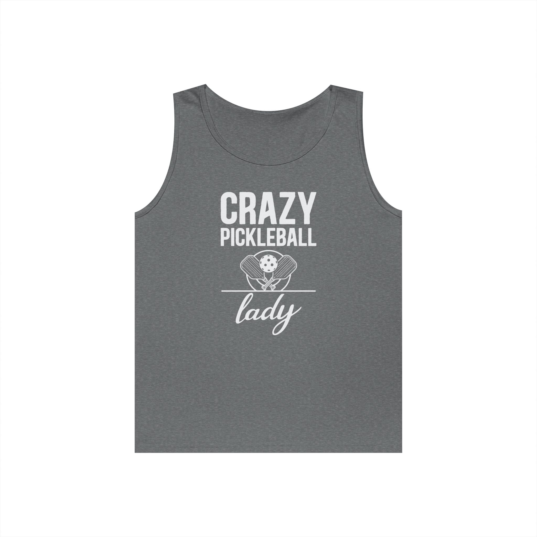 Crazy Pickleball Lady Heavy Cotton Tank Top