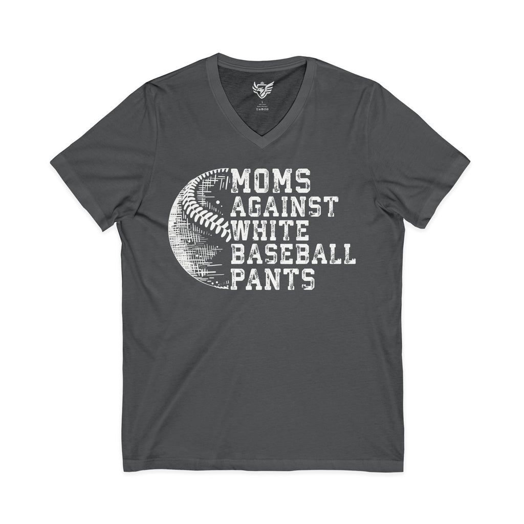 Mom's Against White Baseball Pants Jersey Short Sleeve V-Neck Tee