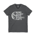 Mom's Against White Baseball Pants Jersey Short Sleeve V-Neck Tee