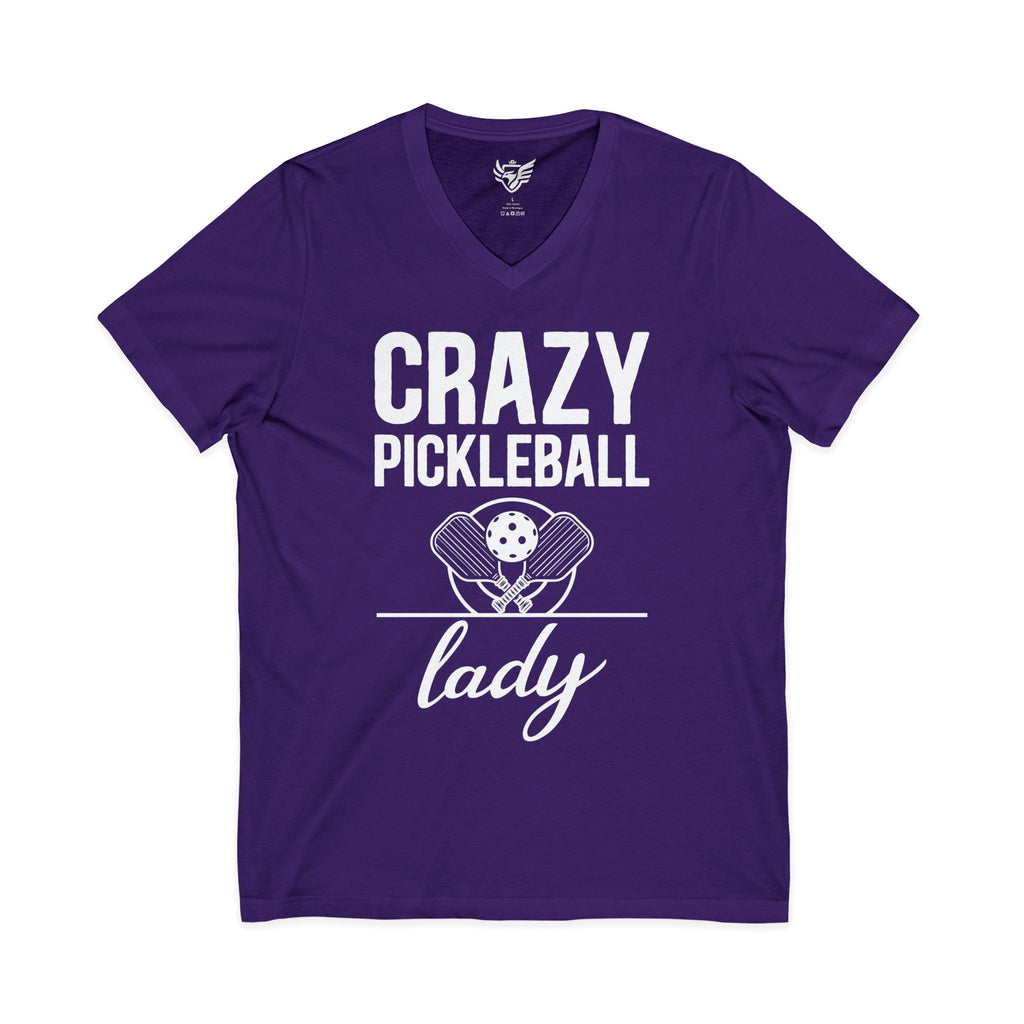 Crazy Pickleball Lady Jersey Short Sleeve V-Neck Tee