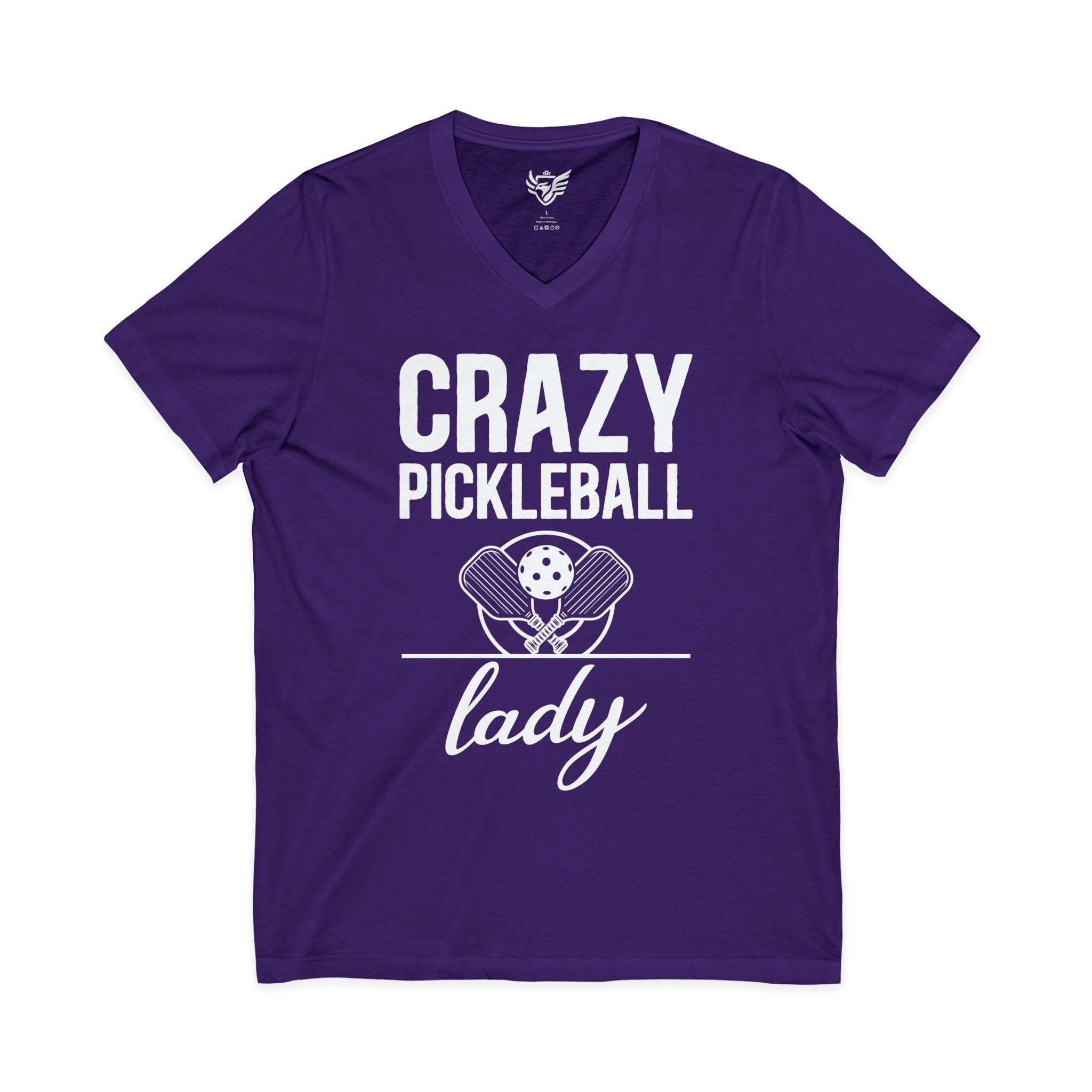 Crazy Pickleball Lady Jersey Short Sleeve V-Neck Tee