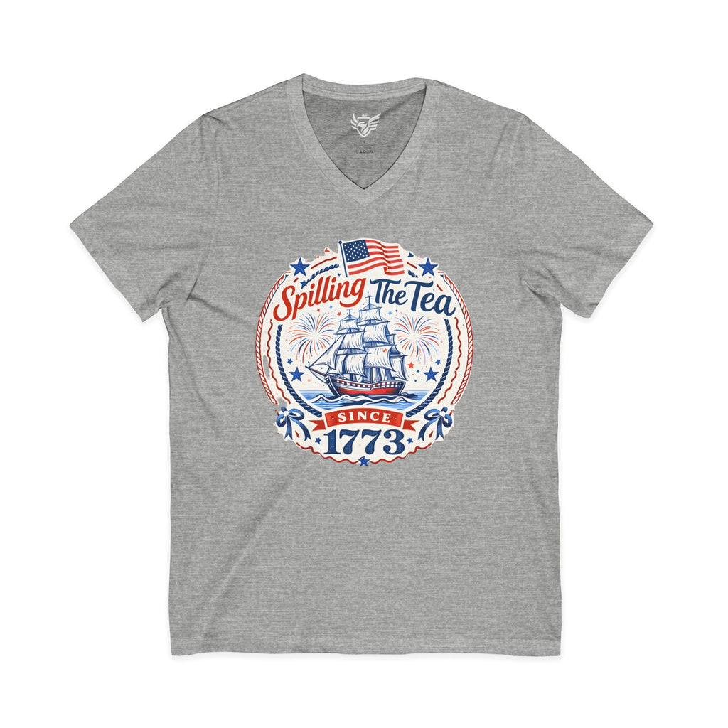 Spilling The Tea Jersey Short Sleeve V-Neck Tee