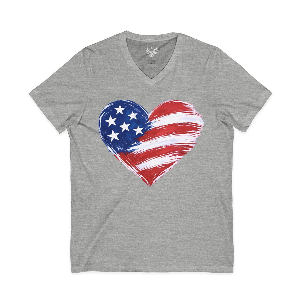 Heart Flag Jersey Short Sleeve V-Neck Tee