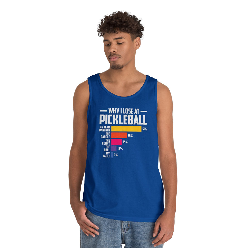 Why I Lose At Pickleball Heavy Cotton Tank Top
