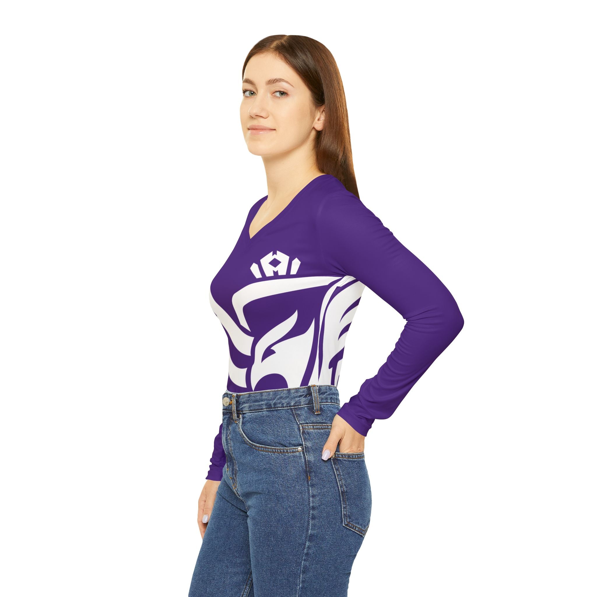 Women's Royal Sparrow Long Sleeve V-neck Shirt