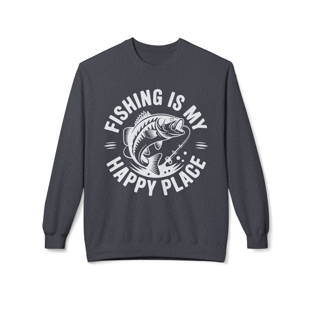 Fishing Is My Happy Place Midweight Softstyle Fleece Crewneck Sweatshirt