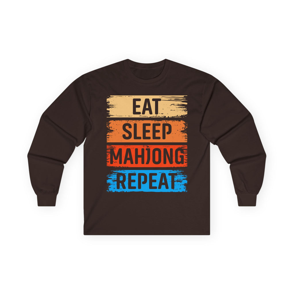 Eat Sleep Mahjong Repeat Cotton Long Sleeve Tee