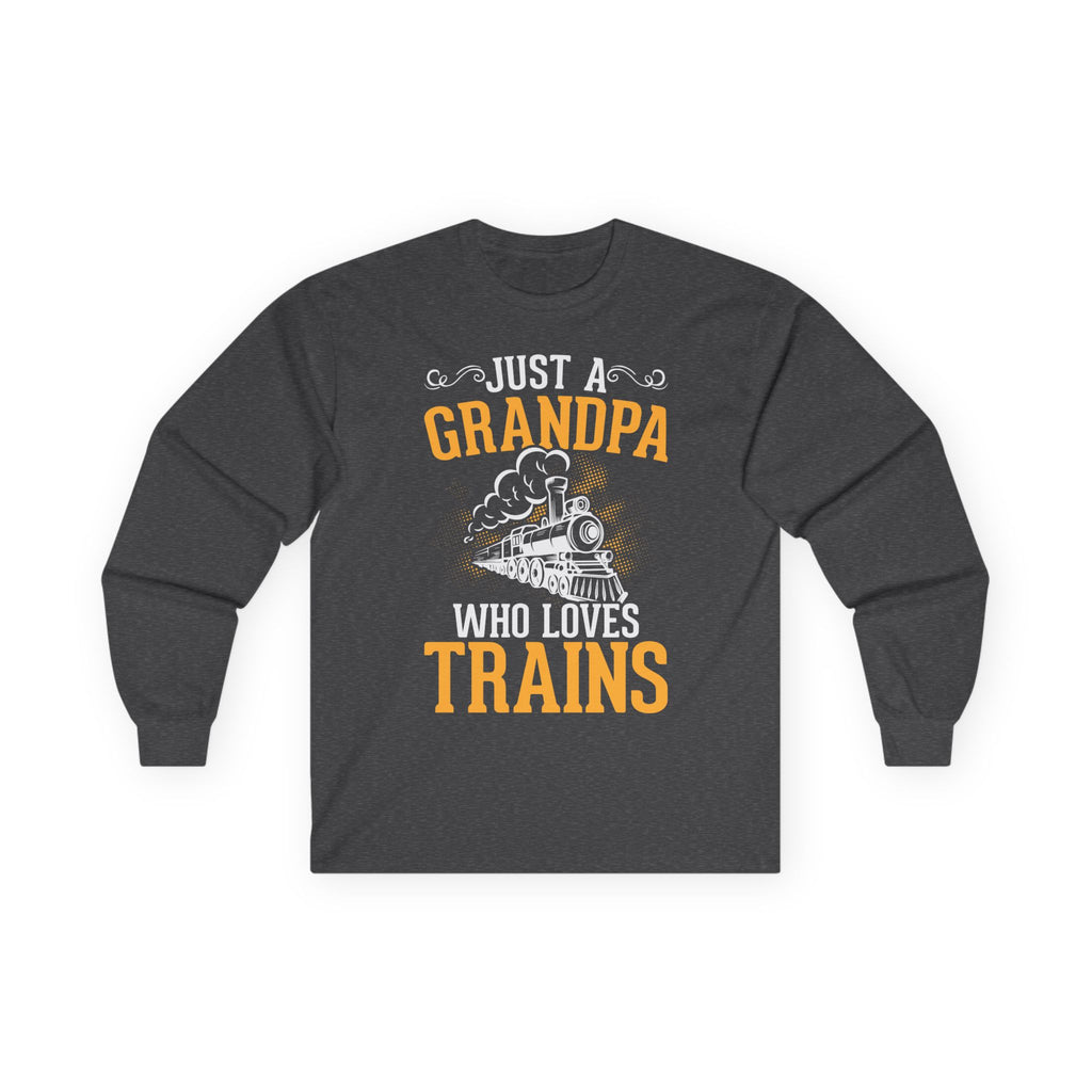 Train Lover Grandpa Cotton Long Sleeve Tee