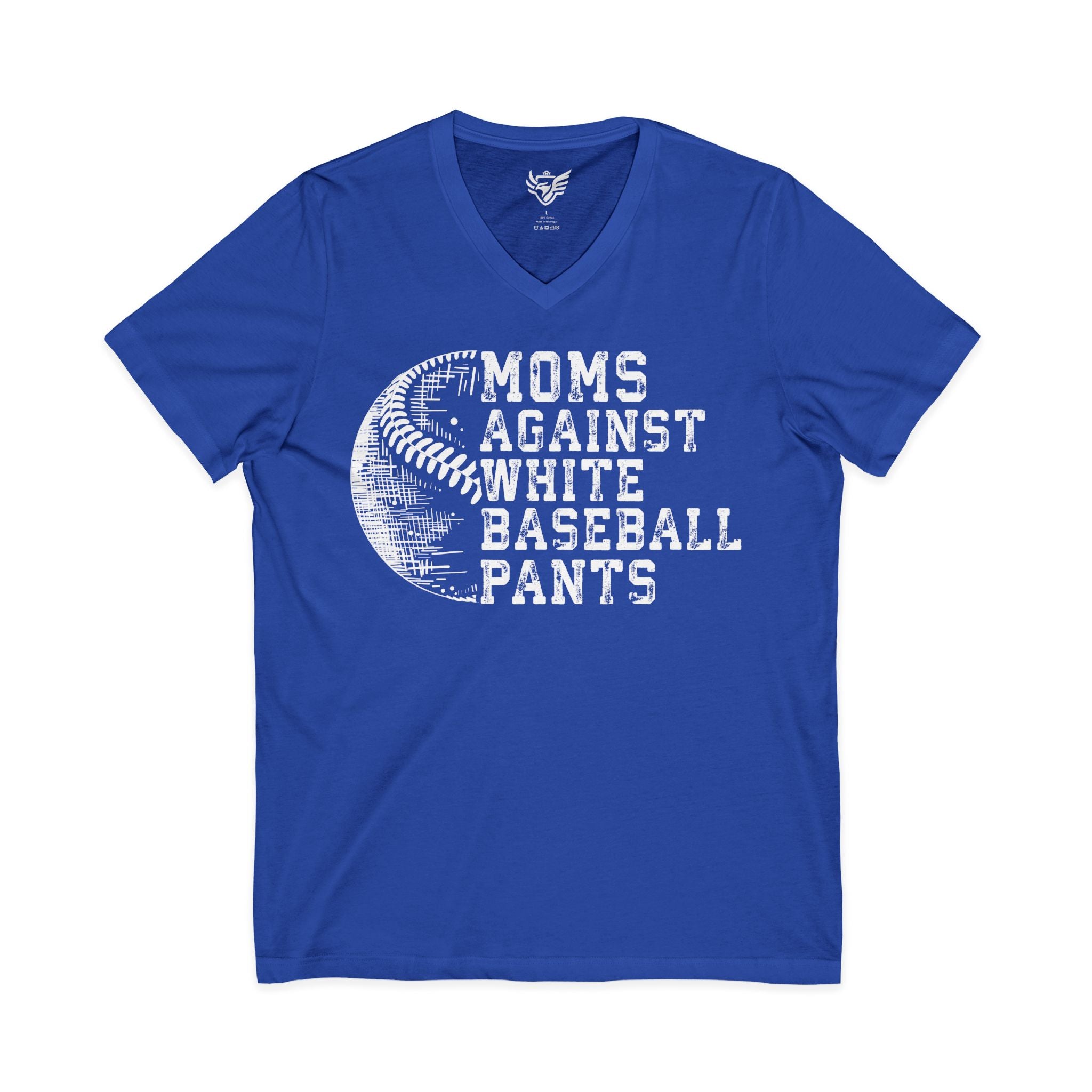 Mom's Against White Baseball Pants Jersey Short Sleeve V-Neck Tee