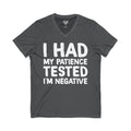 Negative For Patience Jersey Short Sleeve V-Neck Tee