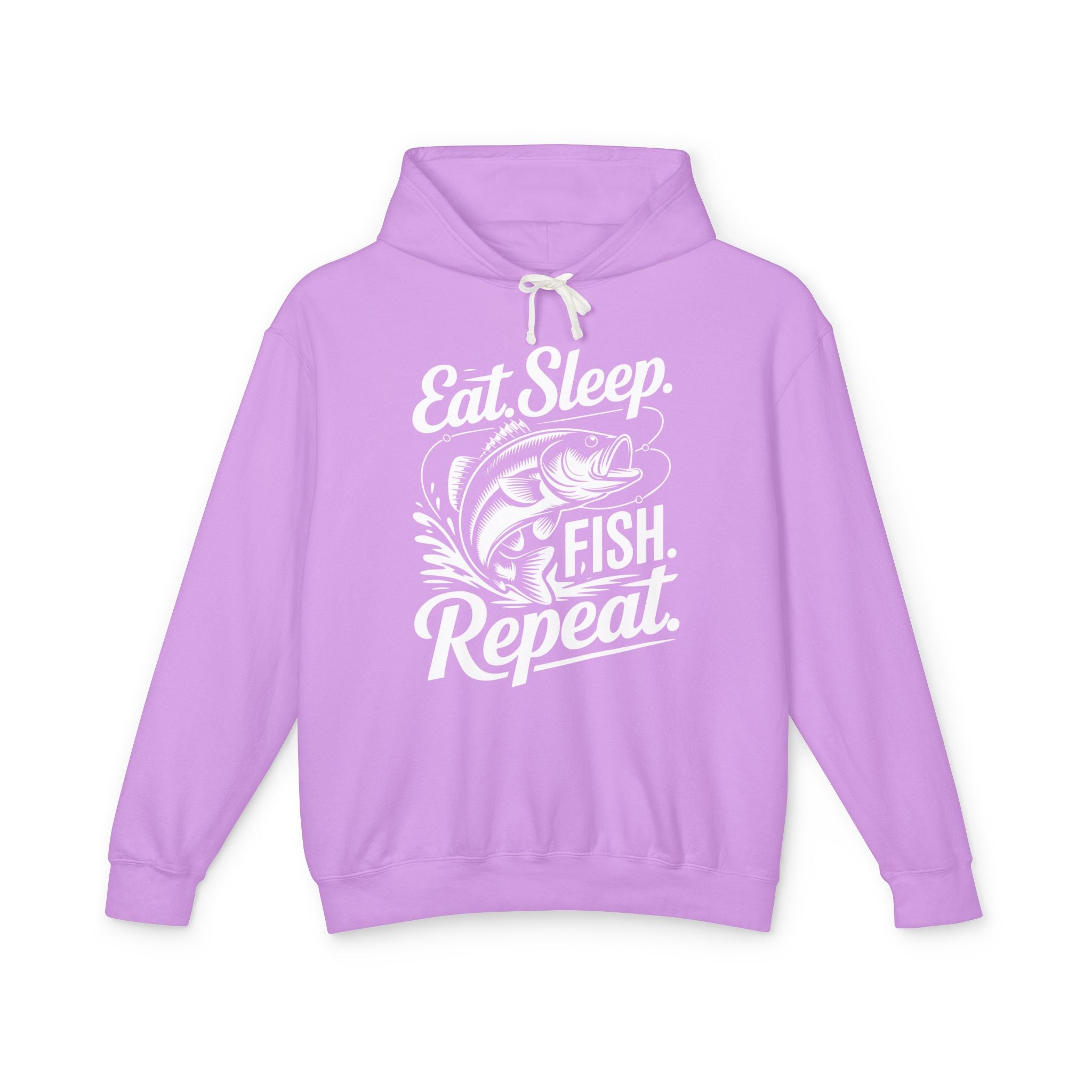 Eat Sleep Fish Repeat Lightweight Hooded Sweatshirt