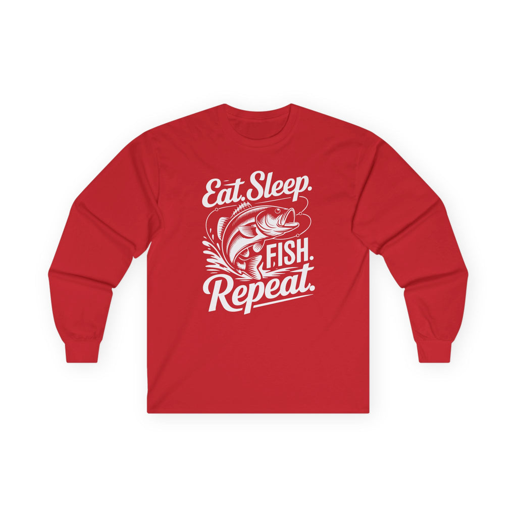 Eat Sleep Fish Repeat Cotton Long Sleeve Tee