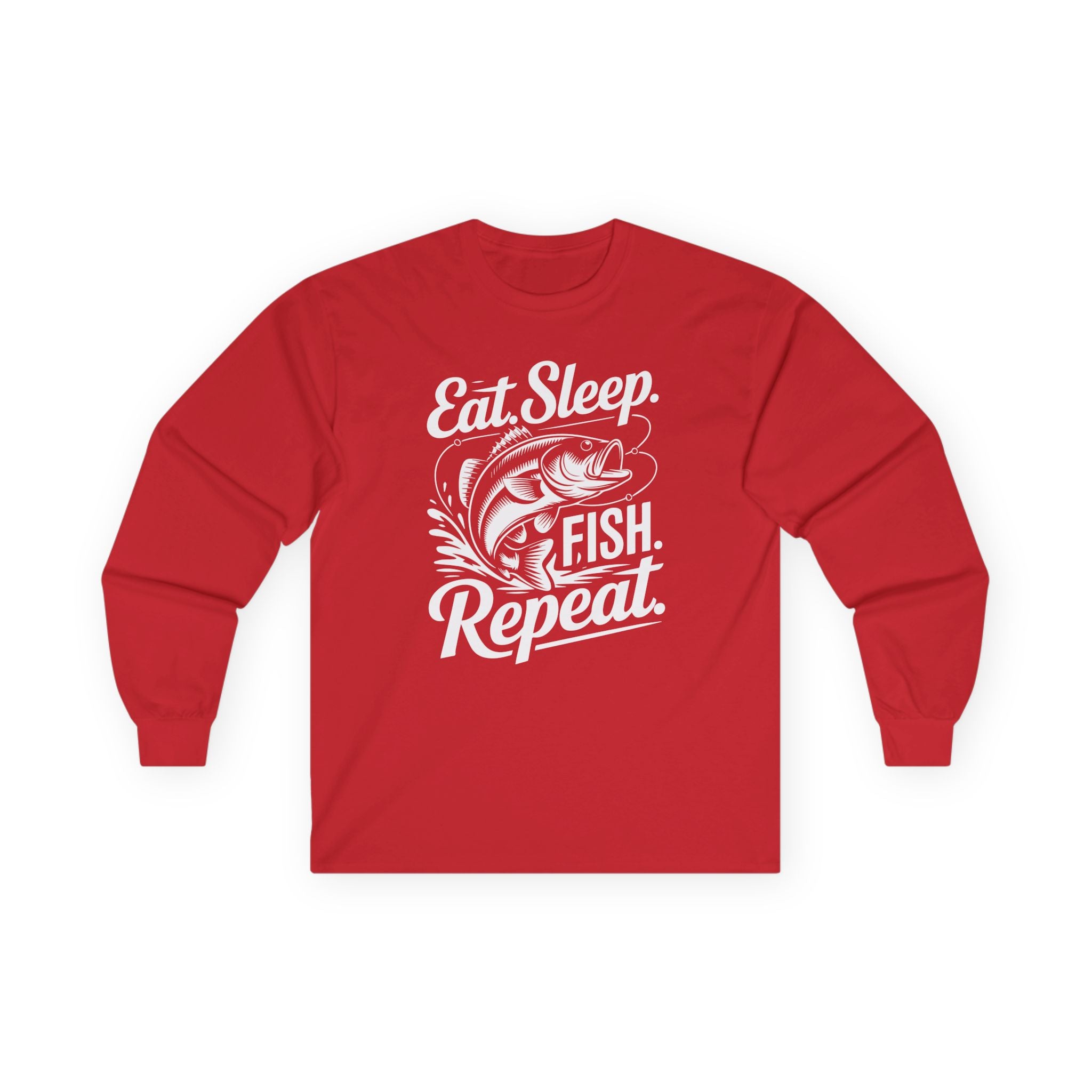 Eat Sleep Fish Repeat Cotton Long Sleeve Tee