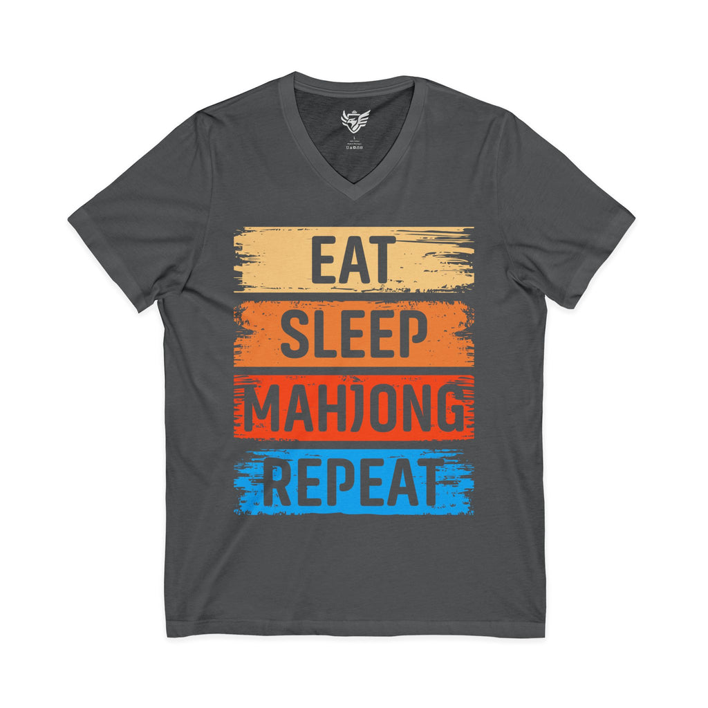 Eat Sleep Mahjong Repeat Jersey Short Sleeve V-Neck Tee