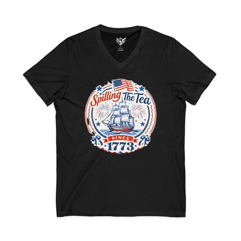Spilling The Tea Jersey Short Sleeve V-Neck Tee