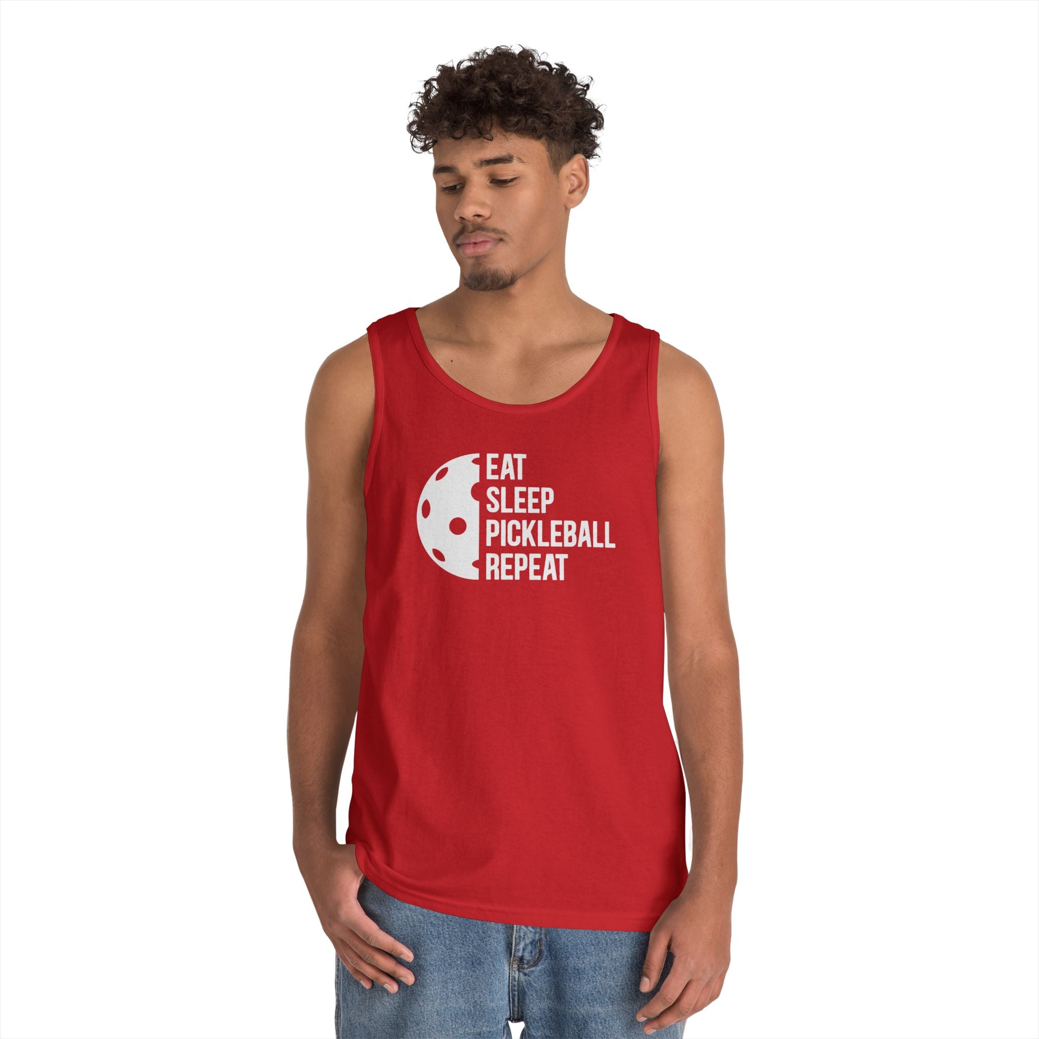 Eat Sleep Pickleball Heavy Cotton Tank Top
