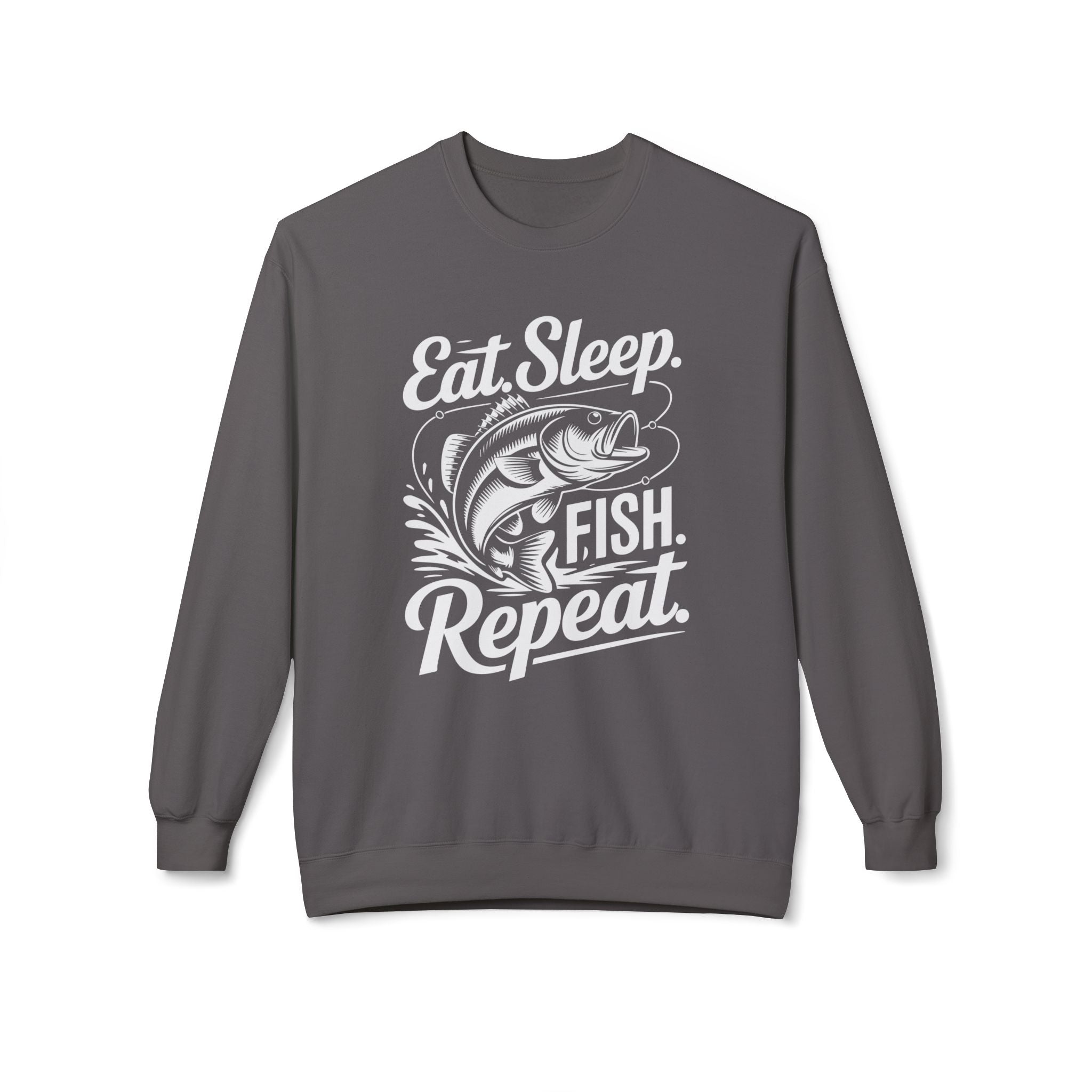 Eat Sleep Fish Repeat Midweight Softstyle Fleece Crewneck Sweatshirt