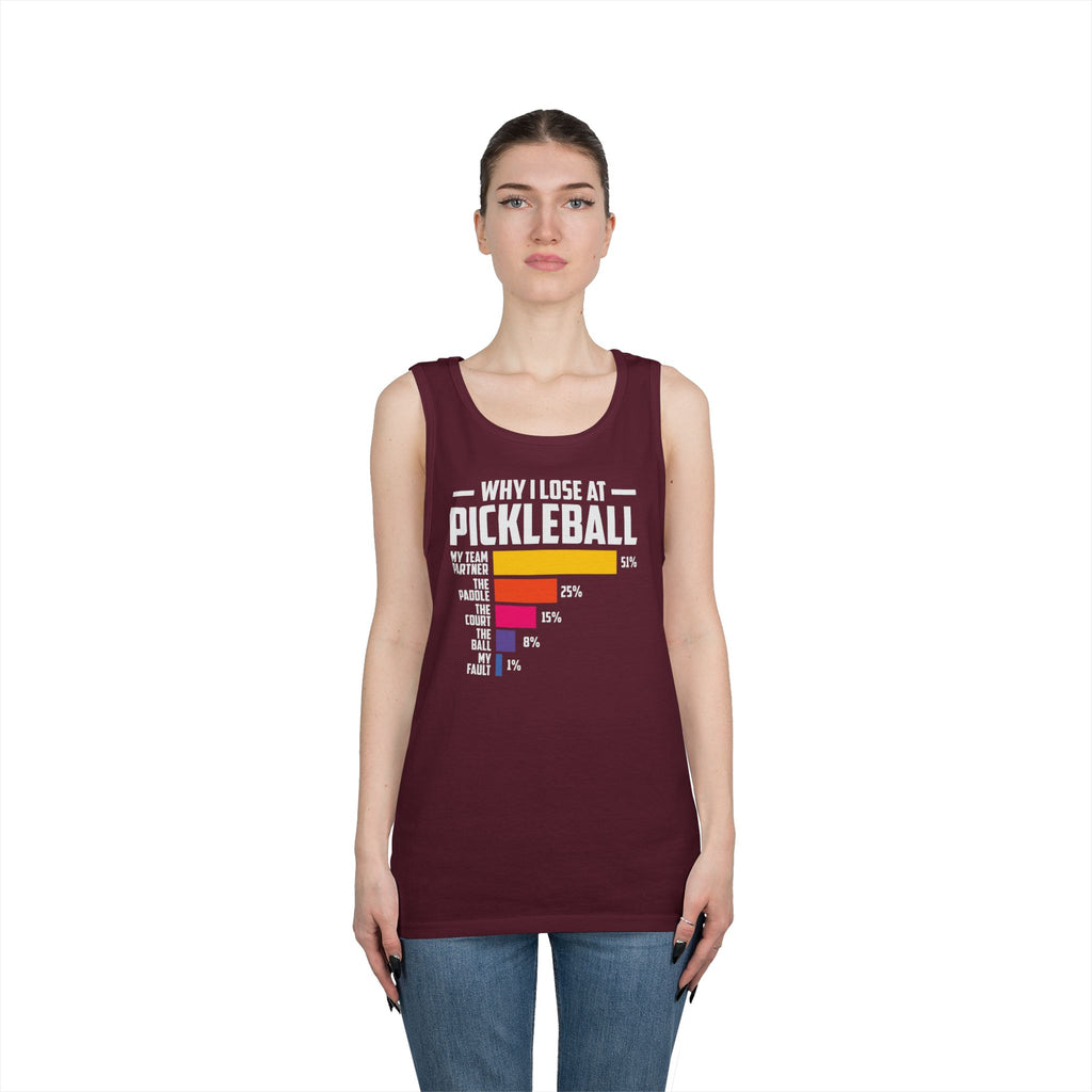 Why I Lose At Pickleball Heavy Cotton Tank Top