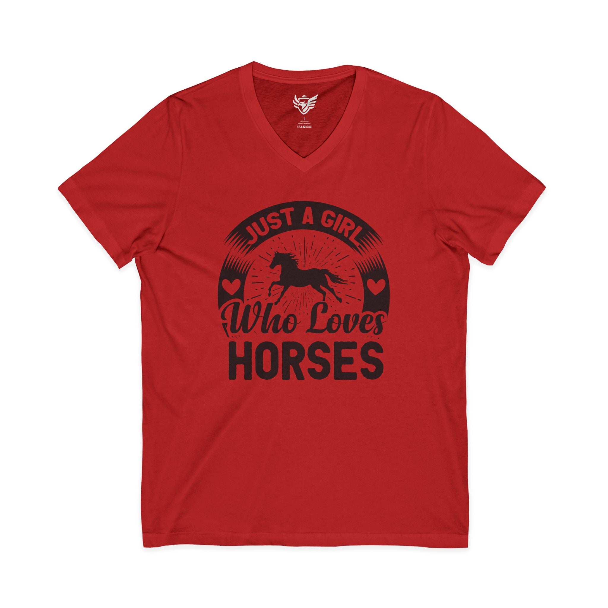 Just a Girl Who Loves Horses Jersey Short Sleeve V-Neck Tee