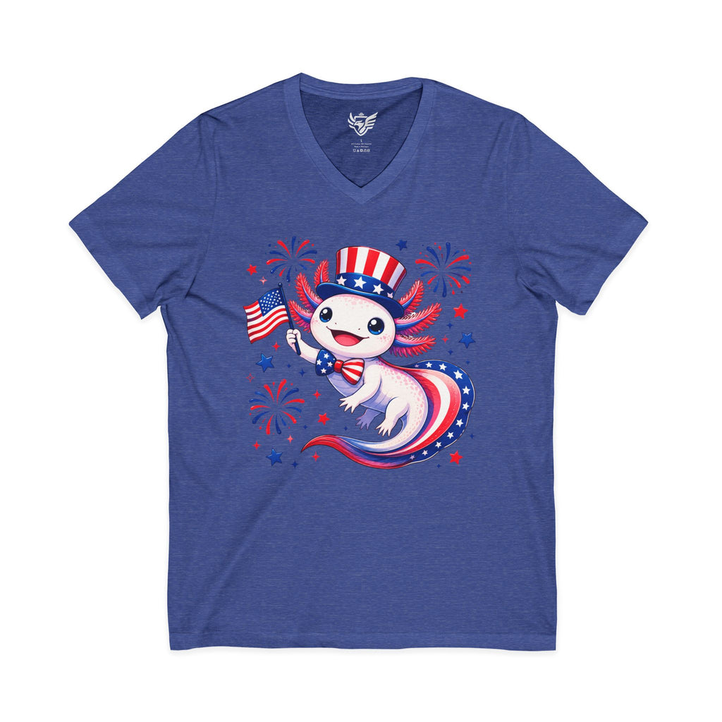 Patriotic Axolotl Jersey Short Sleeve V-Neck Tee