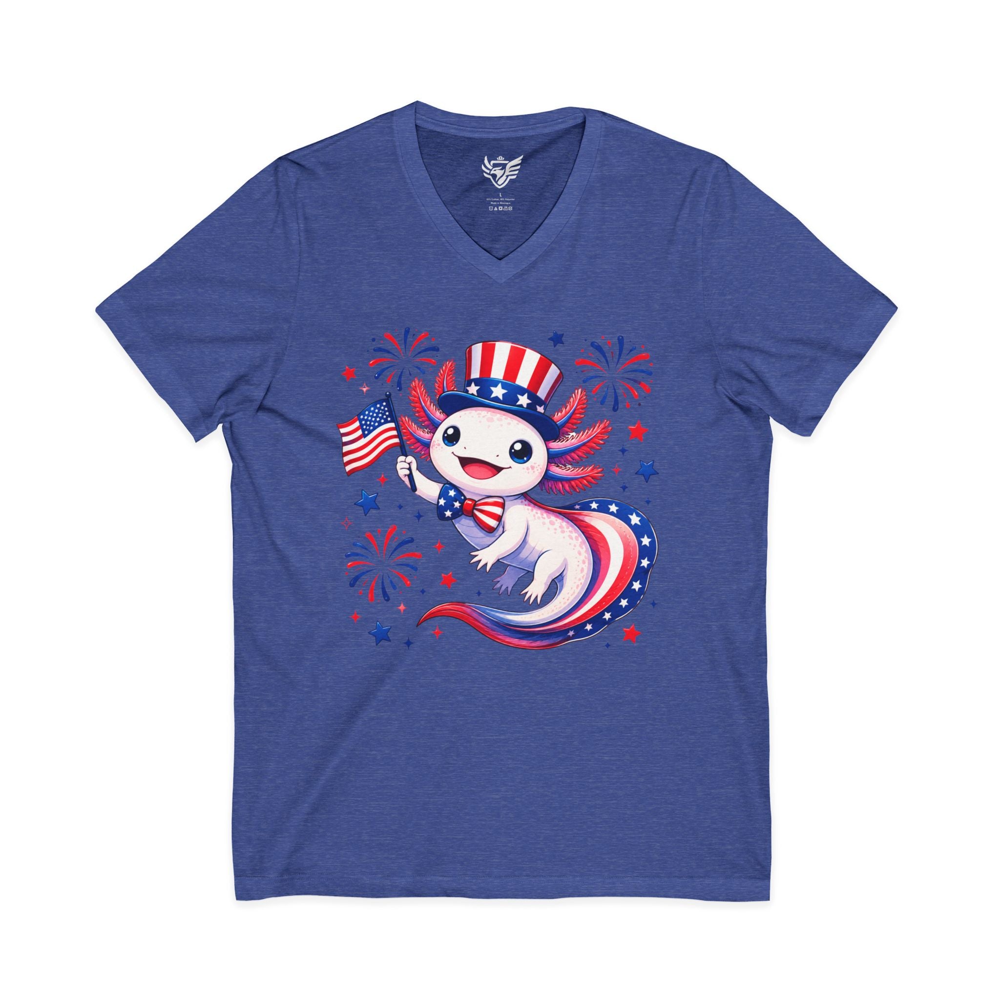 Patriotic Axolotl Jersey Short Sleeve V-Neck Tee