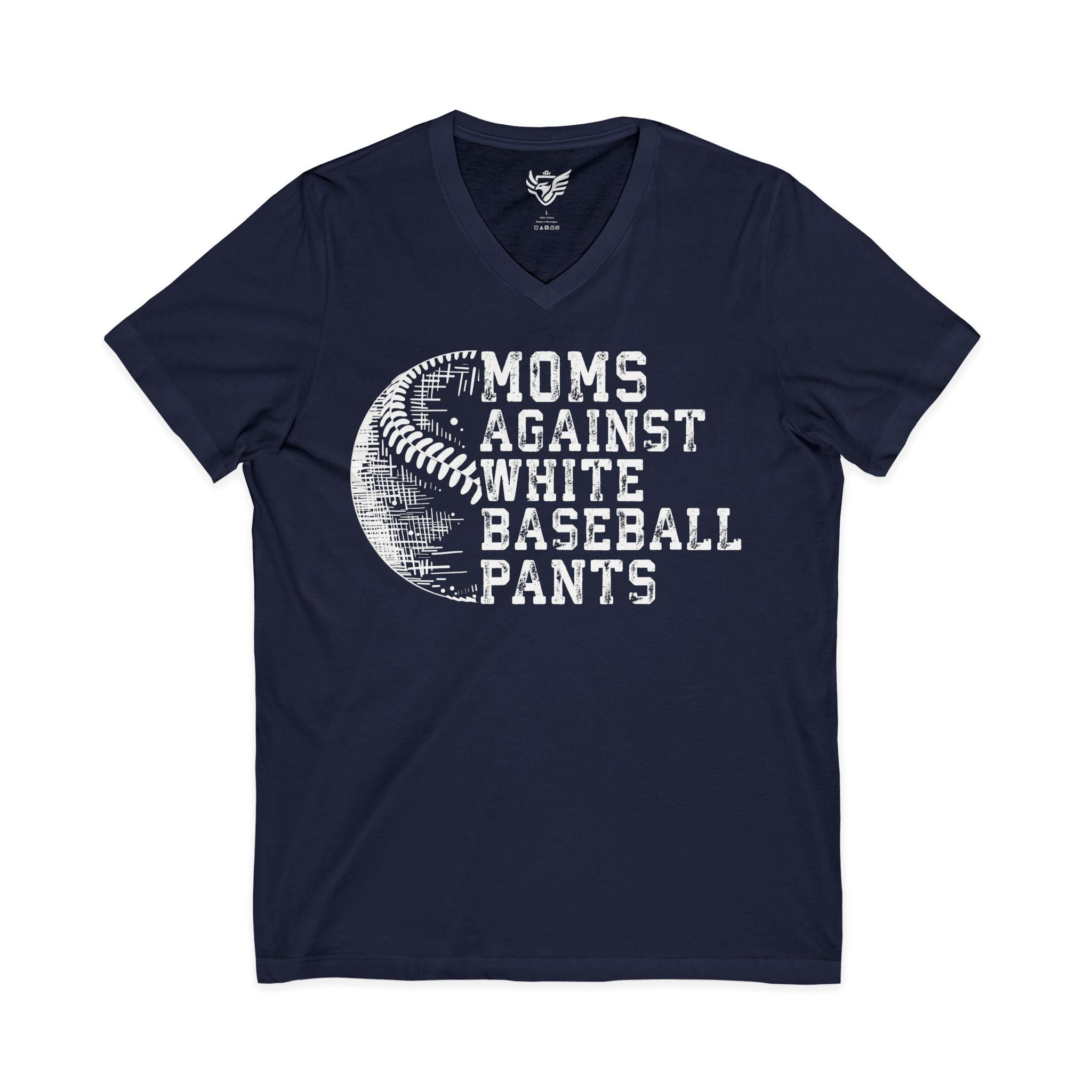Mom's Against White Baseball Pants Jersey Short Sleeve V-Neck Tee