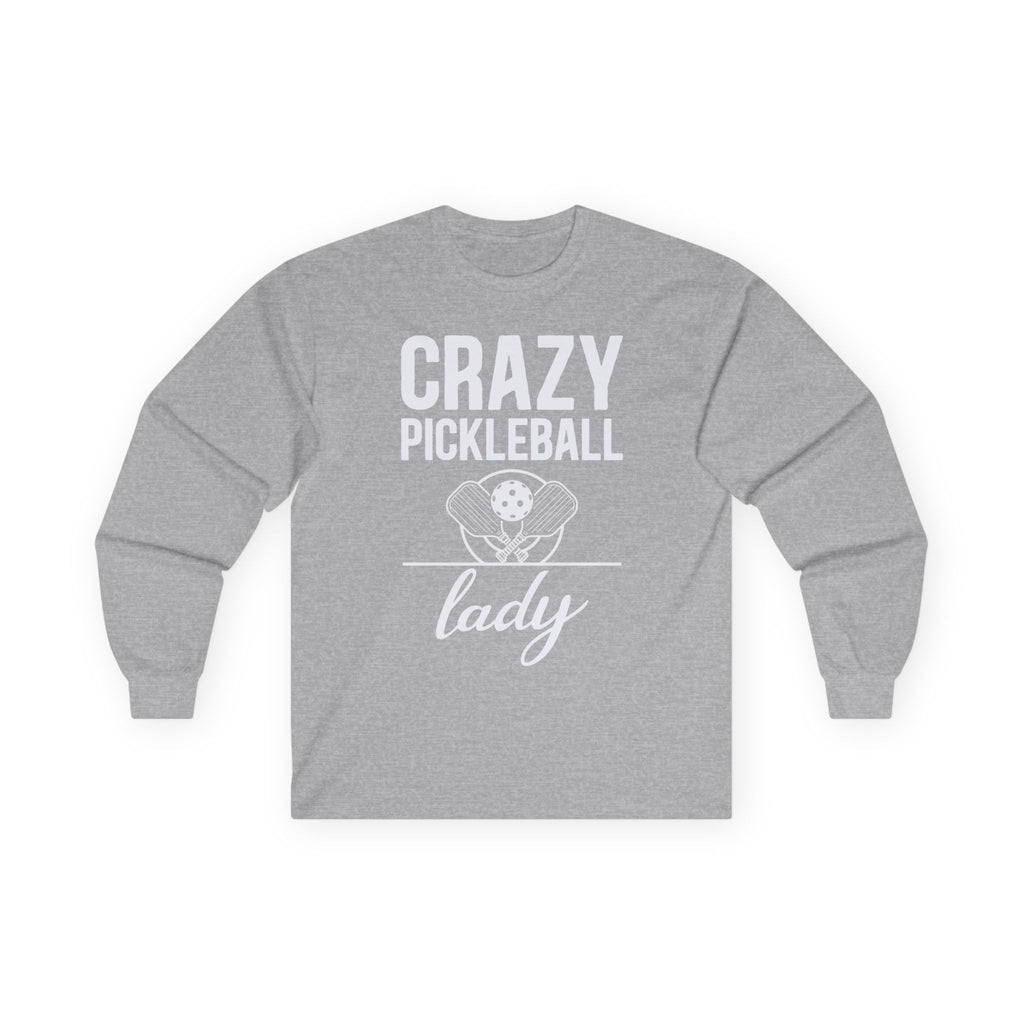 Crazy Pickleball Lady Cotton Long Sleeve Tee