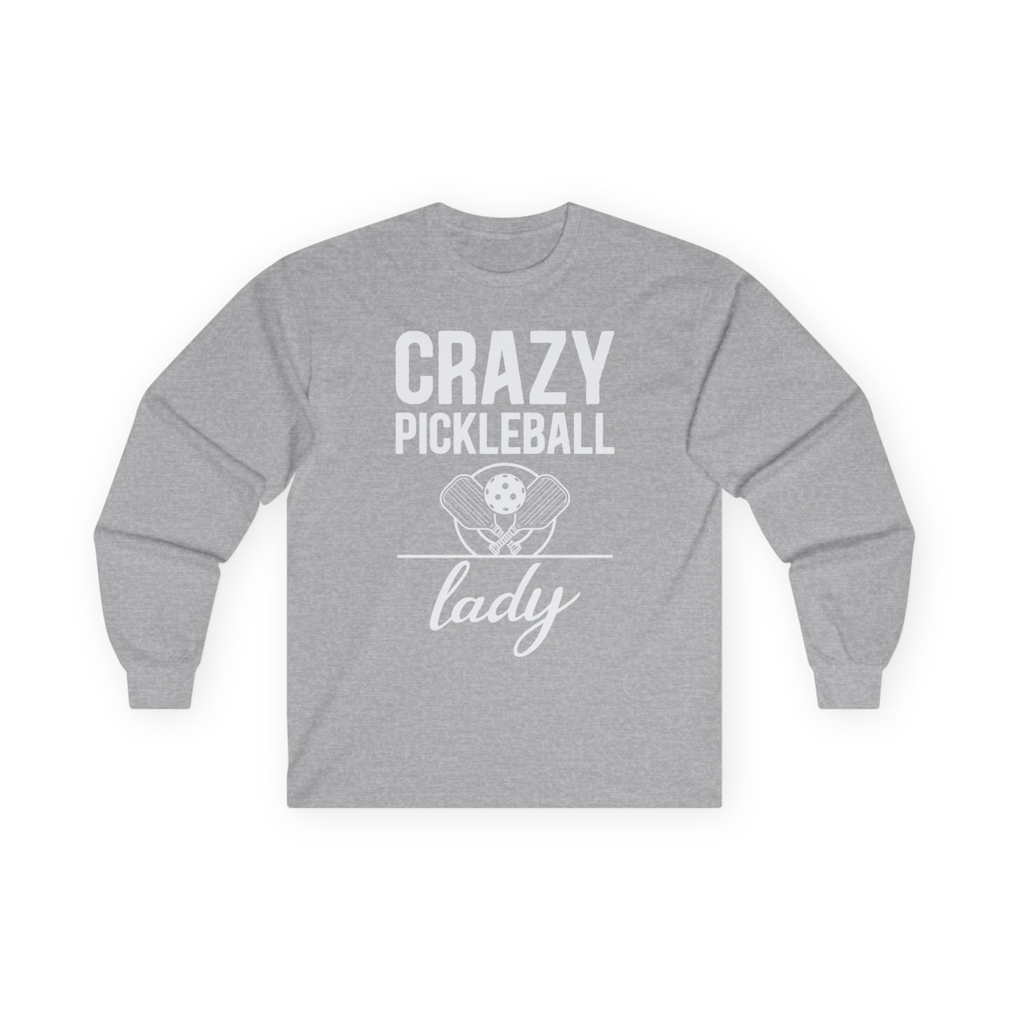 Crazy Pickleball Lady Cotton Long Sleeve Tee