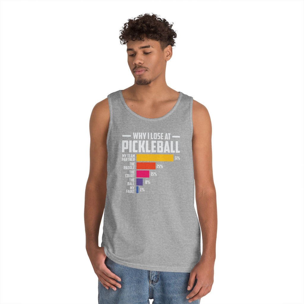 Why I Lose At Pickleball Heavy Cotton Tank Top