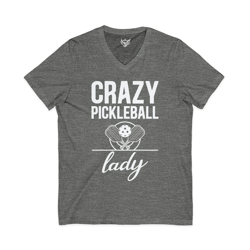 Crazy Pickleball Lady Jersey Short Sleeve V-Neck Tee